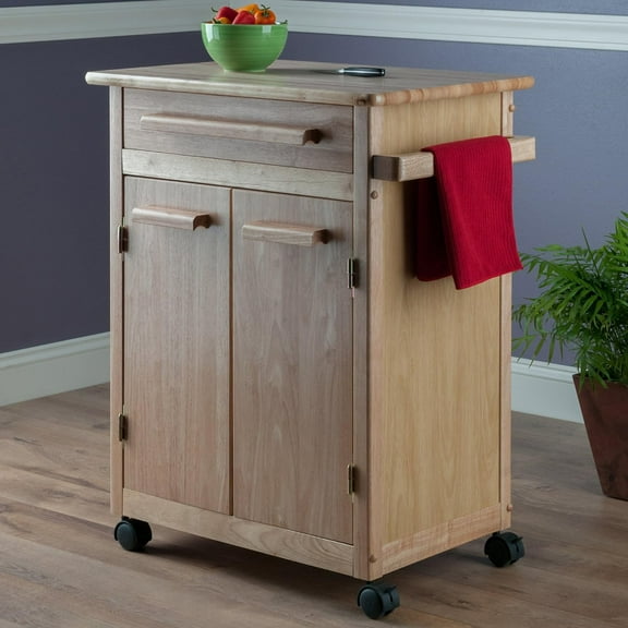 Contemporary Home Living 2-Section Multi-Storage Wooden Kitchen Utility Cart - 30.75" - Brown