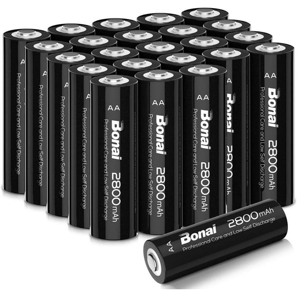 AIR-BONAI AA Batteries Rechargeable 2800mAh High Capacity Ni-MH 1.2V AA Batteries Precharged 1200 Cycles Low Self-Discharge 24 Packs