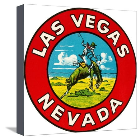 Broncos Canvas - Las Vegas Logo with Bucking Bronco, Nevada Stretched Canvas Print Wall Art