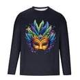 thumbnail image 5 of DDAPJ pyju Mens Mardi Gras Shirt Carnival Mask Graphic Printed Long Sleeve Muscle Shirts Tuesday Holiday Party Top Navy XXXXXL, 5 of 6