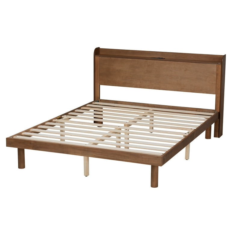 Baxton Studio Decker Mid-Century Modern Transitional Walnut Brown Finished Wood Full Size Platform Bed with Charging Station Baxton Studio Decker Mid-Century Modern Transitional Walnut Brown Finished Wood Full Size Platform Bed with Charging Station