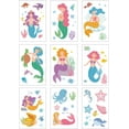 thumbnail image 2 of 9 Sheets Summer Mermaid Window Clings Under The Sea Ocean Animals Window Stickers Decals Waterproof for Glass Windows Doors Wall Bedroom Bathroom Nursery Home Party Decorations 12x7.6Inch, 2 of 9