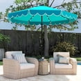 thumbnail image 2 of WYDK 10FT Solar LED Patio Umbrella, 2-Tiers Scalloped Outdoor Table Market Umbrella with 24 LED Lights, Vented Top, Tilt Adjustment, Crank, 8 Ribs for Backyard Poolside Deck Beach Lawn (Turquoise), 2 of 10
