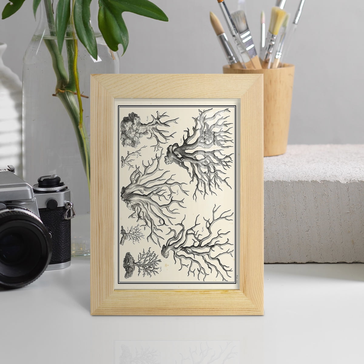Aegean Collection III -Framed Print w/glass-Natural Wood