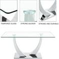 thumbnail image 6 of Sumdeal 63" Glass Dining Table for 4-6 people,Modern Dining Room Table for 4, Kitchen Table for 6, Dinner Table with Rectangle Tempered Glass Top and Chrome Silver Base, 6 of 10