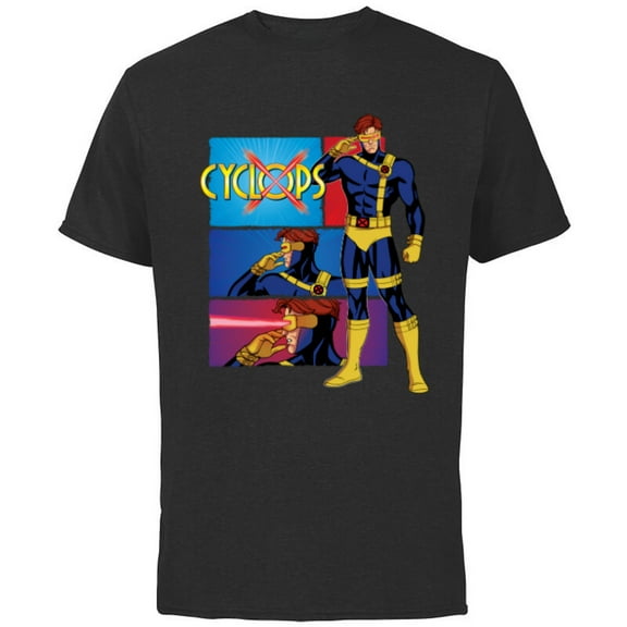 Marvel Studios X-Men ’97 Cyclops Optic Blast Action Panels- Short Sleeve Cotton T-Shirt for Adults - Customized-Black