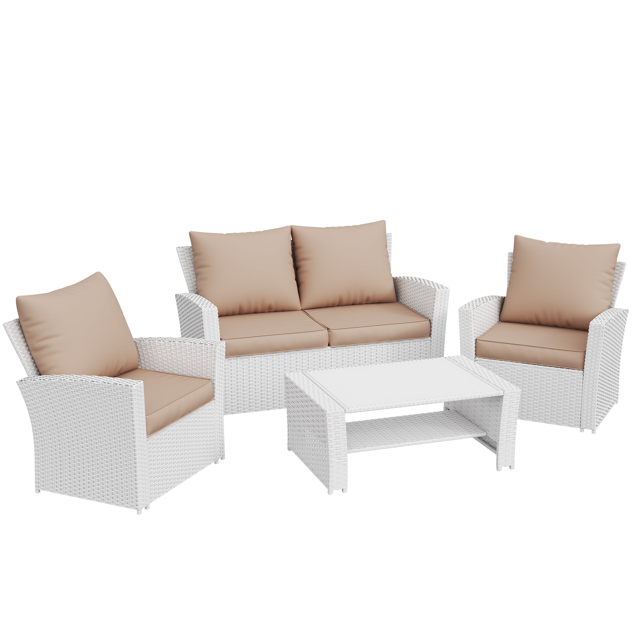 UDPATIO Outdoor Cushions for Patio Furniture, 4'' Replacement Cushions for Outdoor Furniture, Set of 4 Water-Resistant Outdoor Sectional Cushions for Sofa Couch Chair (Beige)