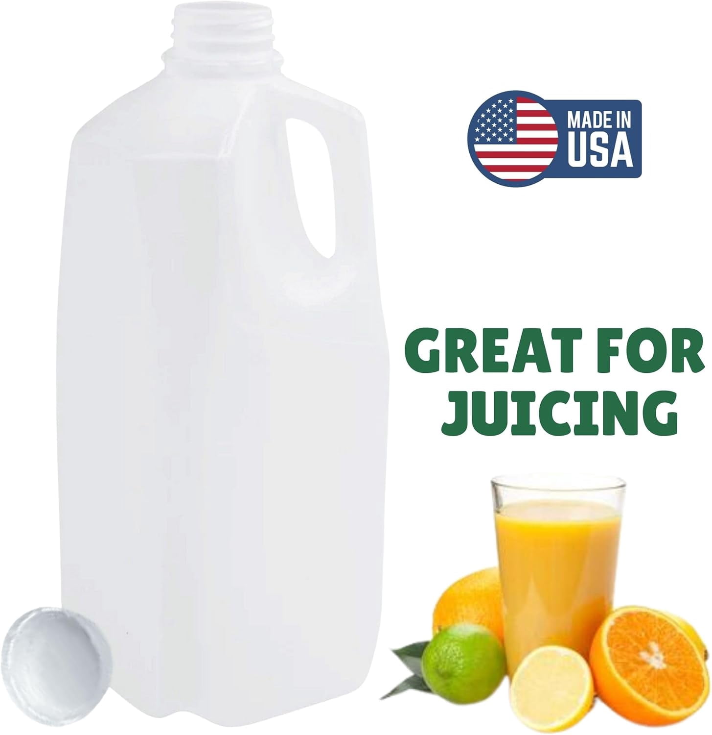(48 PACK) 64 Oz. Empty Plastic Juice Bottles with Tamper Evident White Screw Caps - Half Gallon, Smoothie Bottles - Ideal for Juices, Ice Coffees, Milk, Smoothies, Picnic's and Even Meal Prep