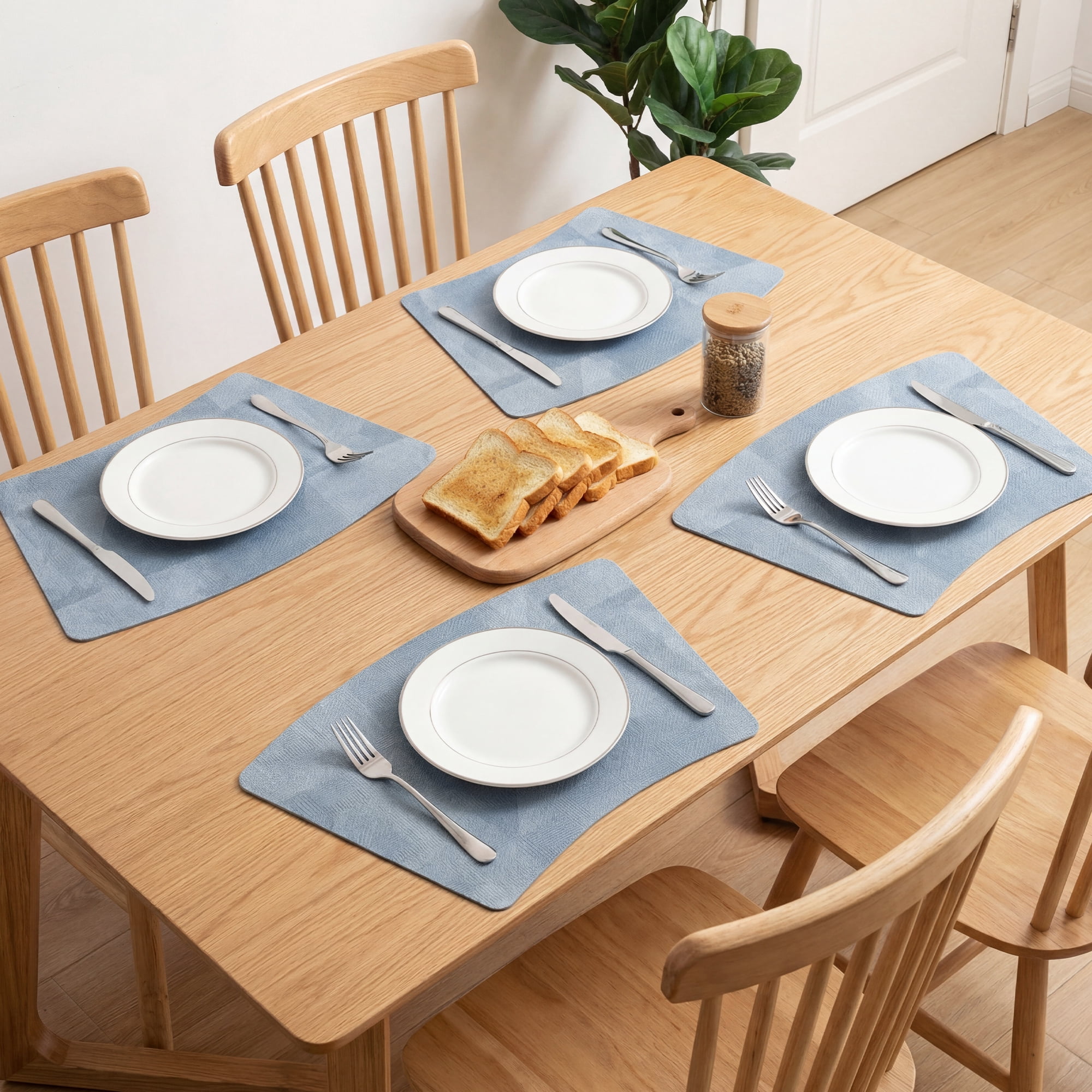Unique Bargains 4pcs Wedge Placemats Light Blue 17.7"x11.8"