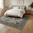 thumbnail image 3 of ODIKA 6'x9' Washable Area Rug Easy Care, Non-Shedding, Entry Faded Grey Botanical Scroll Muted Neutral Decorative Entryway for Queen Size Bedroom Under Bed Master Suite, 3 of 7