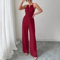 thumbnail image 2 of DORKASM Basic Jumpsuit Casual Waist Button Tie Jumpsuit For Women Vermilion 2XL, 2 of 5