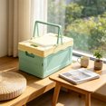 thumbnail image 5 of GIXUSIL 1 Pack Foldable Storage Box Pastel Blue Plastic Crates Multipurpose Collapsible Bins with lids Cute Organization Basket for Home Office Kitchen Picnic Camping 9.8×6.7 inch, 5 of 7