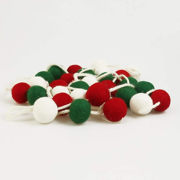 60 Balls Christmas Wool Felt Ball Garlands - Christmas Decorations - Christmas Pom Pom Garlands for Christmas Tree- Xmas Holiday Indoor Outdoor Home Office Hanging Decor - Xmas Decorations- 25mm