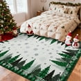 thumbnail image 6 of Garvee 8'x10' Christmas Area Rug Plaid Border Carpet, Washable Holiday Decorative Rug Non Slip Snowflake Christmas Tree Rug for Living Room Bedroom Home Office, Green, 6 of 8