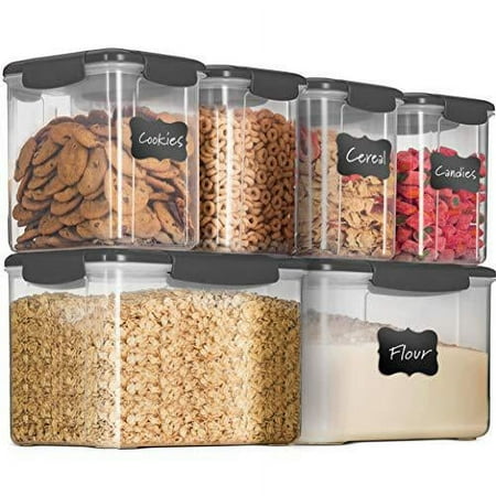 12-piece airtight food storage containers with lids - bpa free plastic kitchen pantry storage containers - dry-food-storage containers set for flour cereal sugar coffee rice n