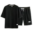 thumbnail image 4 of Tiweut Men's Short Sets Summer Loose Fit Short Sleeve Crew Neck Tees and Shorts Two Piece Sports Set Suit for Man Black,5XL, 4 of 4