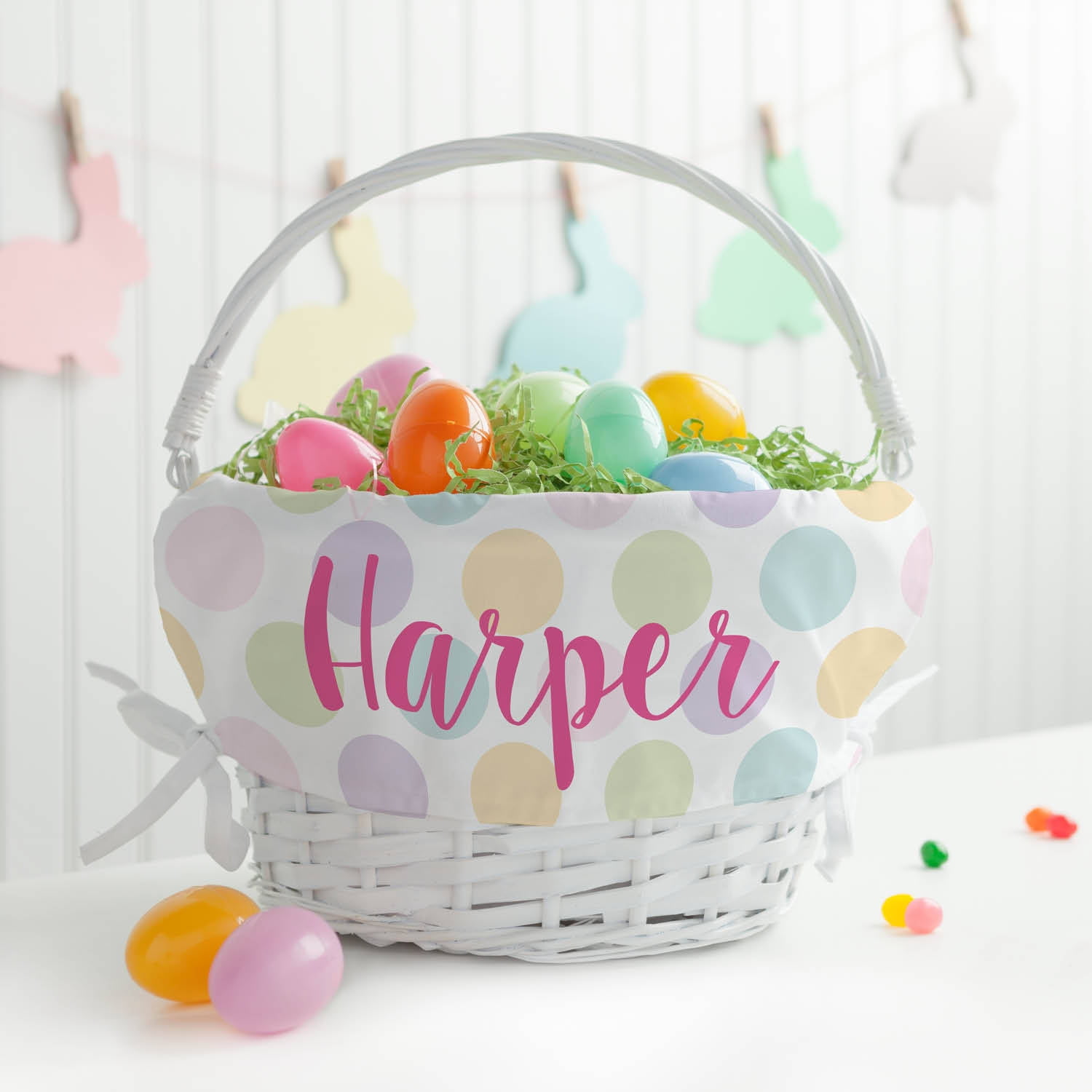 Personalized Polka Dots Girls' Easter Basket | eBay