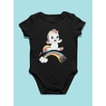 thumbnail image 3 of Happy Unicorn Over Rainbow Bodysuit Infant -Image by Shutterstock,  6 Months, 3 of 4