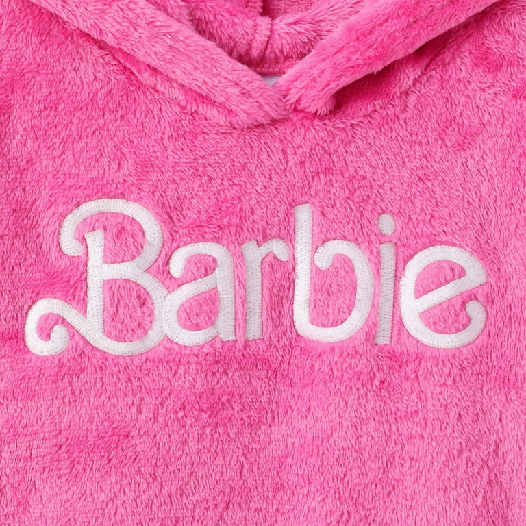 Barbie Womens Fleece Hoodie Pink Pullover Letter Print Fluffy Family Matching Sweatshirts Sizes S XL