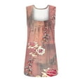 thumbnail image 4 of JGGSPWM Women's Square Collar Tank Tops Vintage Floral Print Sleeveless Pleated Tanks Vest Loose Fit Flowy Dressy Casual Blouses Pink L, 4 of 5