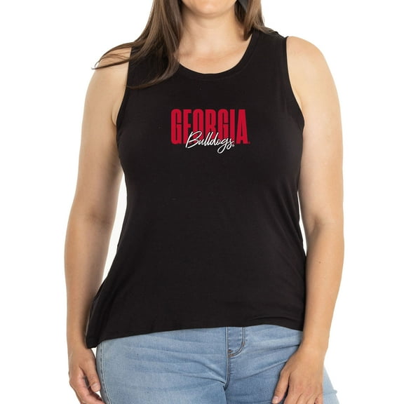 Women's Black Georgia Bulldogs A-Line Hannah High Neck Tank Top
