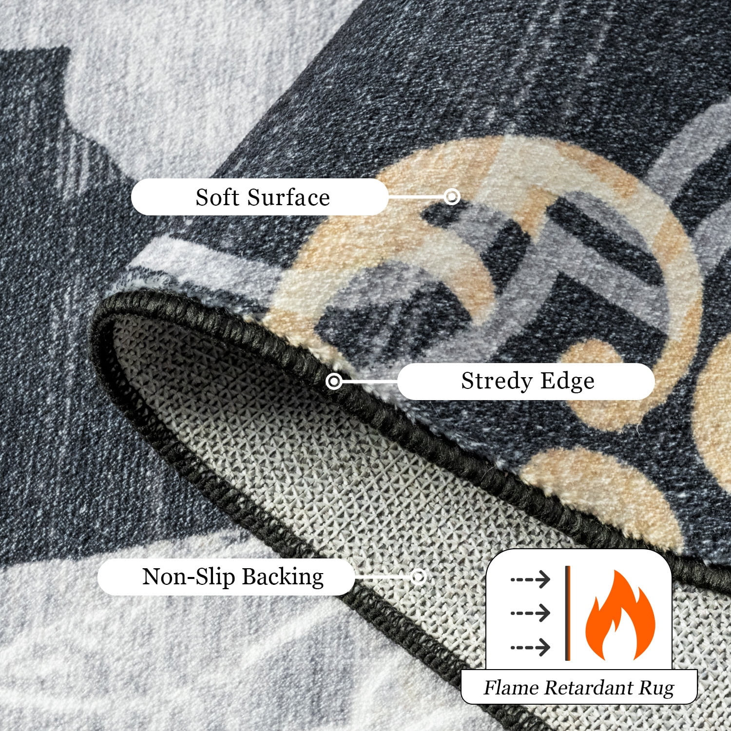 Wondo Modern Abstract Area Rugs 6x9, Large Washable Rugs for Living Room Soft Rugs for Bedroom, Black