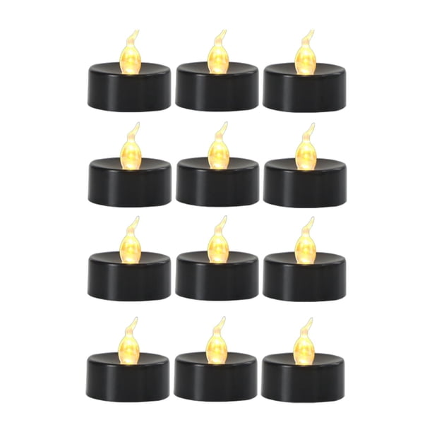 12 velas de té, velas de té LED eléctricas falsas para temporada y Destello blanco cálido