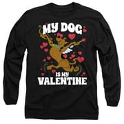 Scooby-Doo My Dog is My Valentine Unisex Adult Long-Sleeve T Shirt, Black, Large