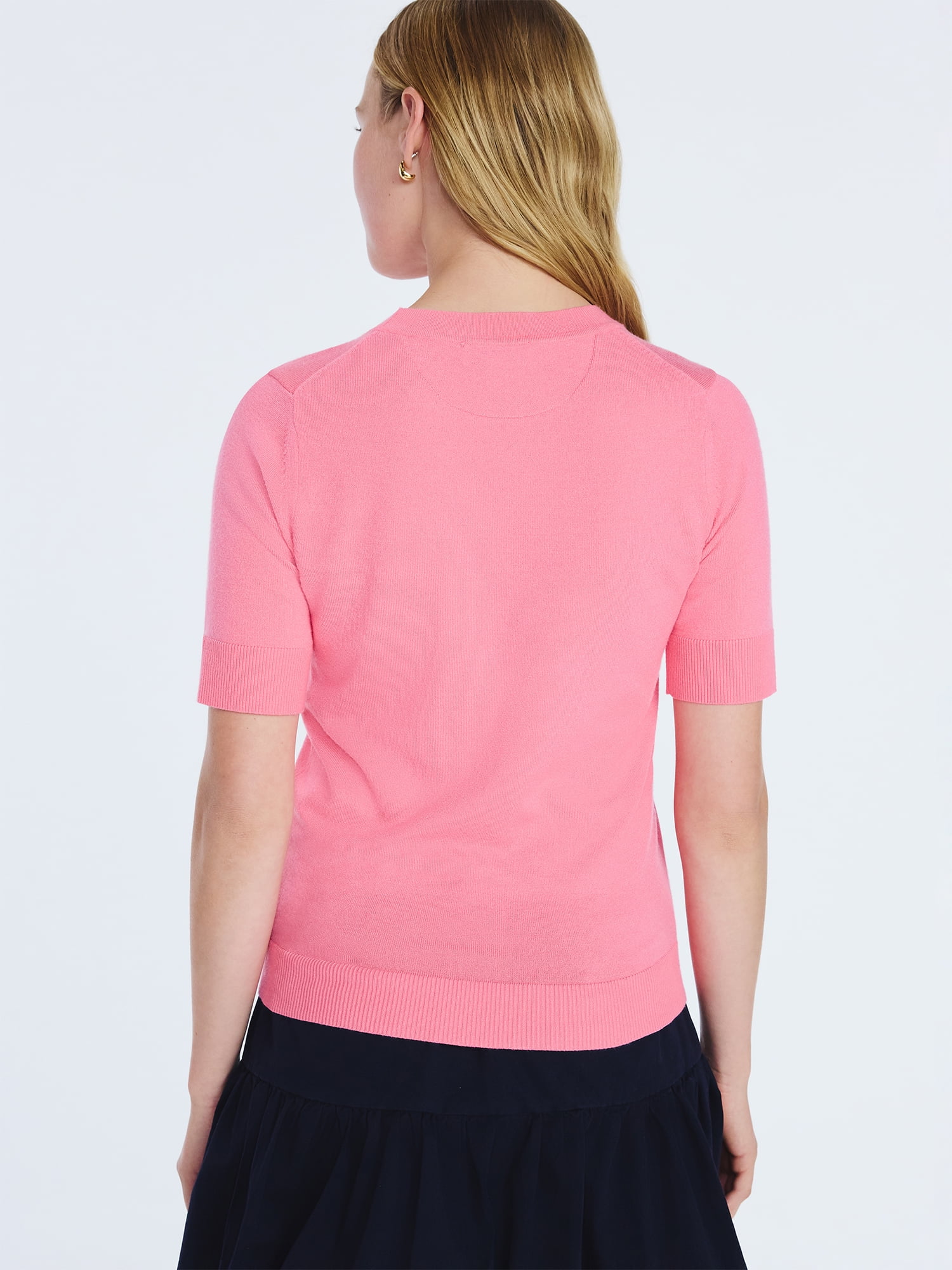 Free Assembly Women's and Women's Plus Cozy Yarn Shrunken Sweater Tee with Short Sleeves, Solid & Print, Lightweight, Sizes XS-4X