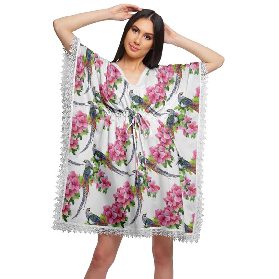 Moomaya Printed Bikini Cutwork Lace Caftan Kaftan Dresses For Women Plus Size