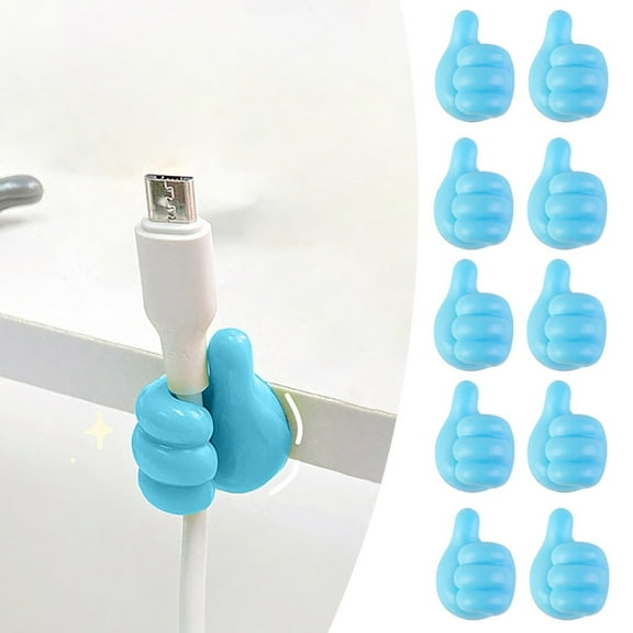 SLUOHZXI 10Pcs Cable Clips, Thumb Cord Holders, Silicone Wall Hook Cord Organizer for Desk Wall Car Nightstand, Cord Clips, Wire Holders, Phone USB Charger Cable Management