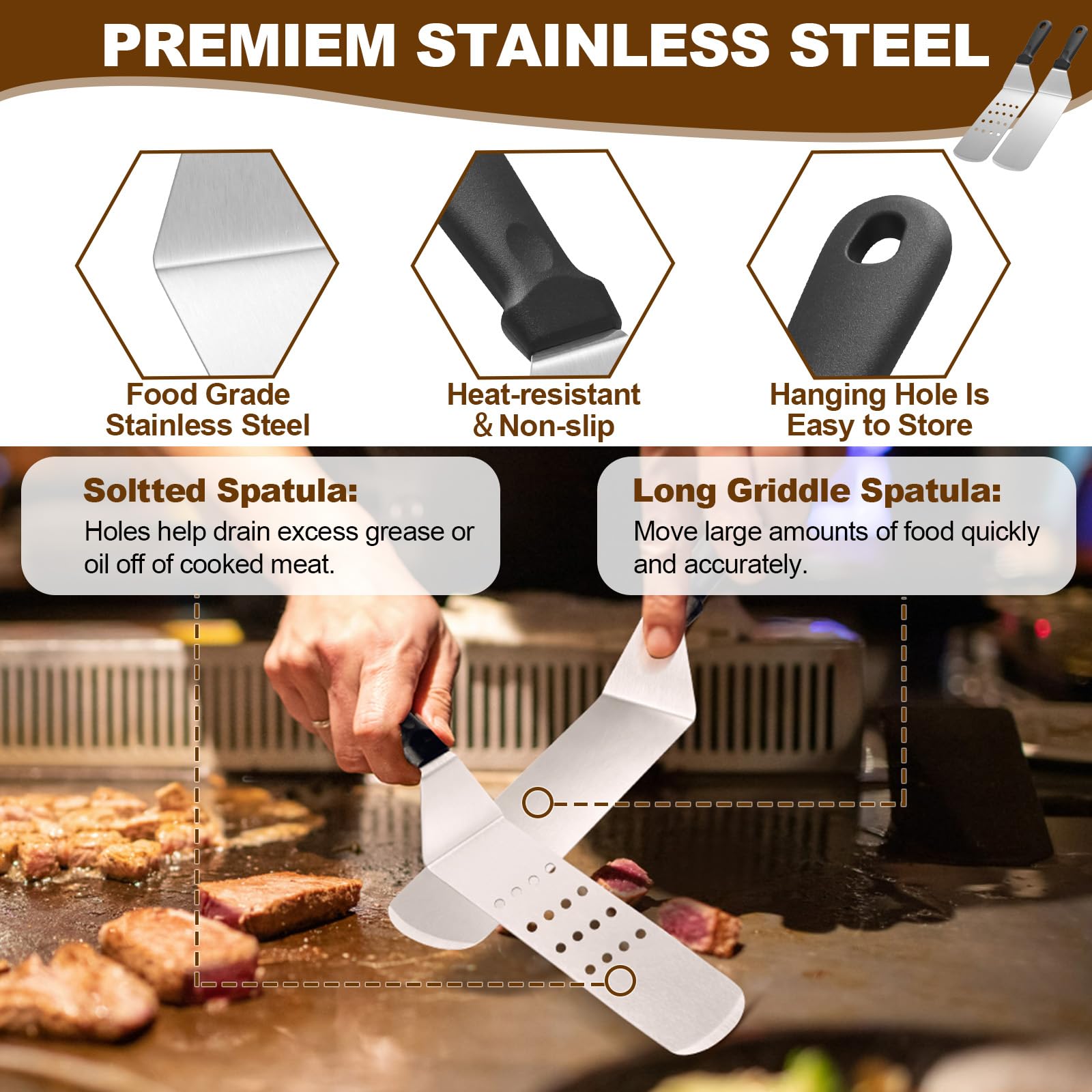 WEXLYN 14-Piece Griddle Accessories Kit, Stainless Steel photo 2