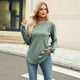 thumbnail image 5 of Camisas de Larga para Mujer, Moda Otoño 2025, Camisas Formales Informales, Blusas Tipo Túnica Plisadas con Cuello Redondo. Verde XL, 5 of 10
