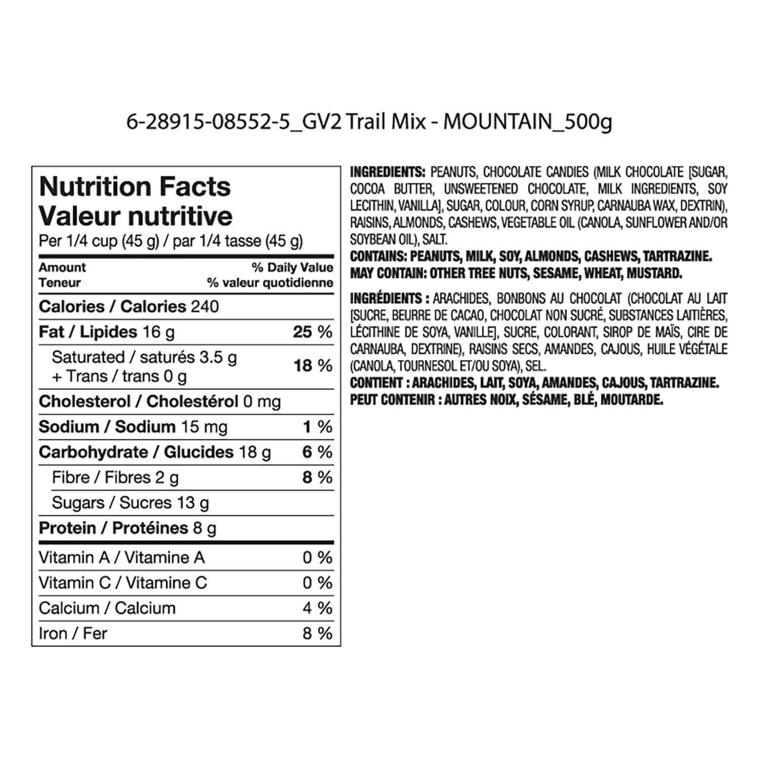 Great Value Mountain Trail Mix, 500 g