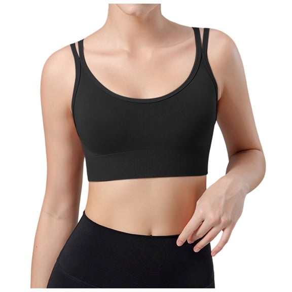 AJGRHE Women Simple Solid Bra High Strength Shockproof Sports Bra for Women Integrated Support Yoga Running Fitness Large Size S Black