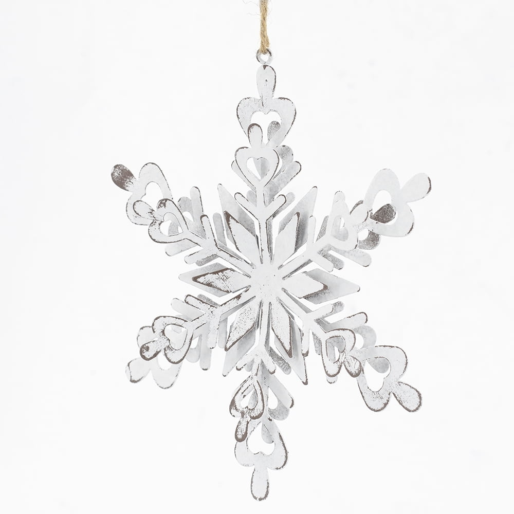 Iron Snowflake Ornament with Weathered Finish Hanging Christmas Tree Decor Gift Stocking Stuffer