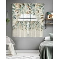 thumbnail image 5 of Green Brown Botanical Swag Valance and Tier Curtains 36'' Length Set, Farmhouse Eucalyptus Leaves Rustic Light Filtering Kitchen Curtains, Tier Curtain Valances for Bathroom/Living Room/Bedroom/Café, 5 of 6