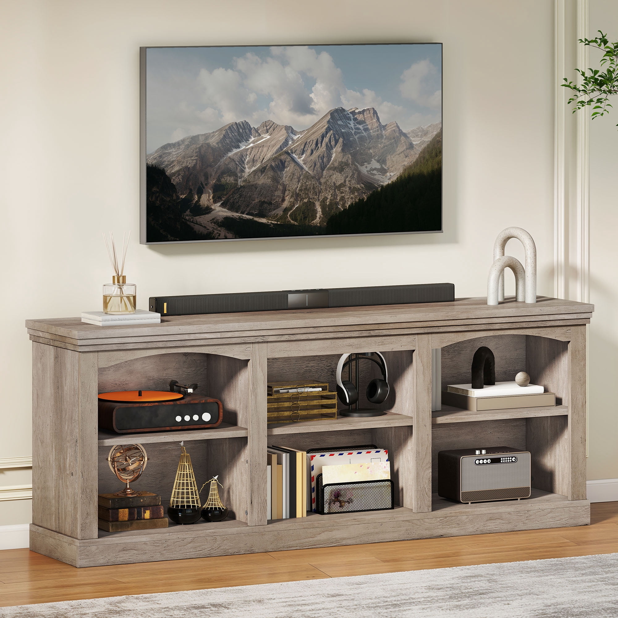 Whalen Spectrum 3-in-1 TV Stand for TVs up to 82”, Black Finish