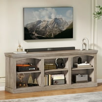 Dextrus TV Stand for 80 Inches TV, Farmhouse Entertainment Center with Adjustable Shelf & Storage Cabinets, Washed Gray