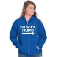 thumbnail image 4 of I'm With Stupid Best Friend BFF Goals Unisex Fleece Graphic Zip Up Hoodie Brisco Brands 5X, 4 of 5