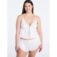 thumbnail image 2 of Joyspun Women's Bridal Lace Satin Cami and Shorts Set, 2-Piece, Sizes XS-XXXL, 2 of 6