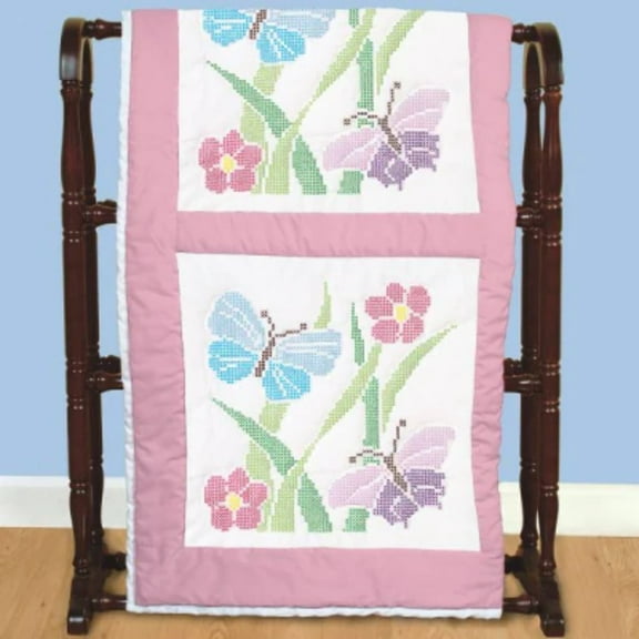 Jack Dempsey Stamped White Quilt Blocks 18"X18" 6/Pkg-XX Butterflies