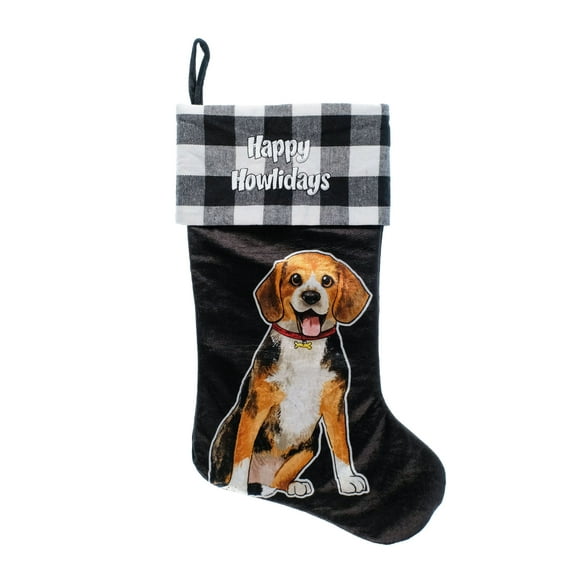 ASPCA, Beagle 20 inch Velour Christmas Stocking, Black, Multi-Color