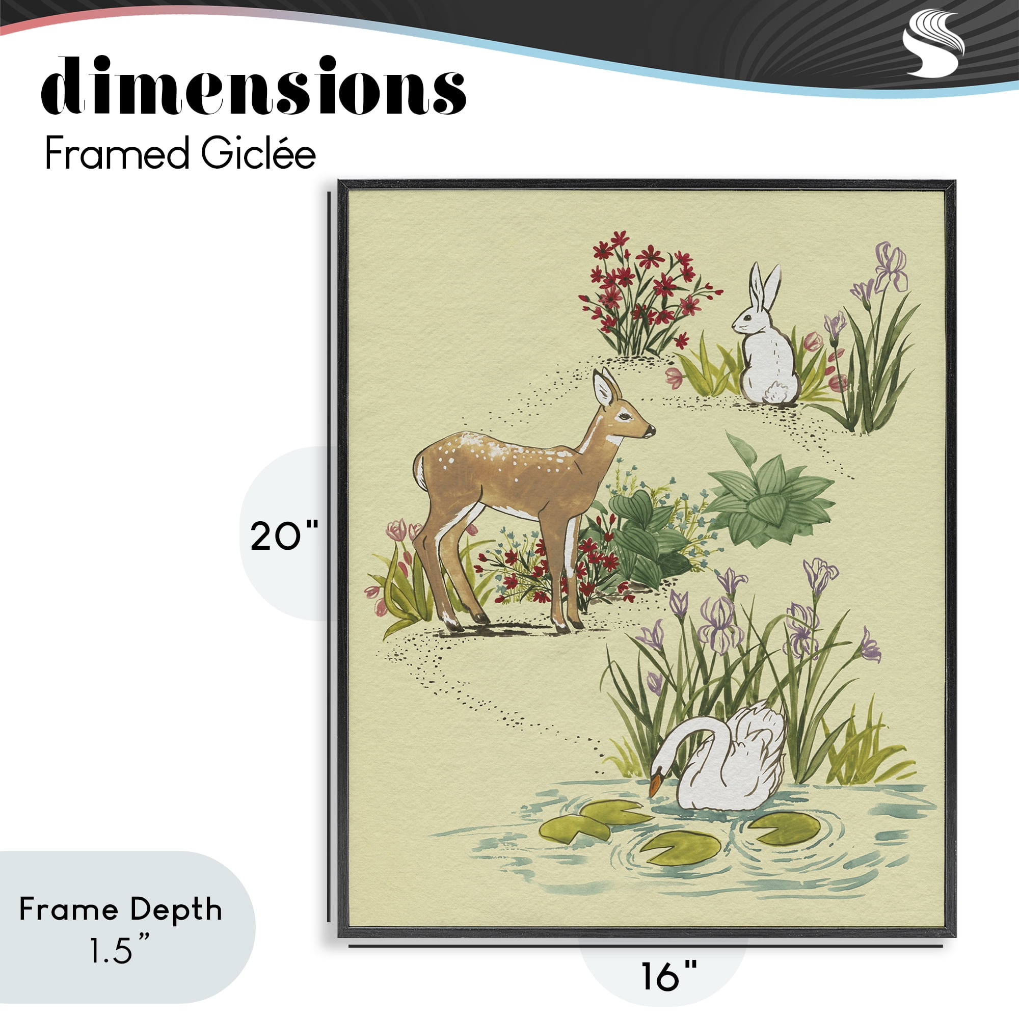 Stupell Industries Peaceful Spring Animals Black Framed Giclee Art, design by Grace Popp