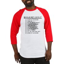 CafePress - Bachelor Party Checklist Spray Painted Baseball Je - Cotton Baseball Jersey, 3/4 Raglan Sleeve Shirt