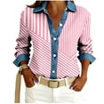 thumbnail image 2 of YUGYXL Women's Long Sleeve Flannel Plaid Shirts Button Down Business Dressy Blouse for Christmas and Casual Wear Pink Sweatshirts XXL, 2 of 5