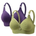 thumbnail image 2 of qolati 2 Pack Wirefree Bras for Women Full Coverage No Underwire Everyday Bras Comfortable Seamles Push Up Sports Bras,Purple,48, 2 of 7