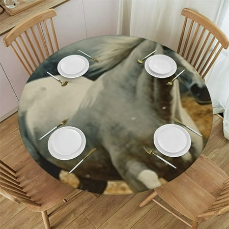 

Round Fitted Tablecloth with Elastic Edge Running in Field Waterproof Elastic Fitted Table Covers