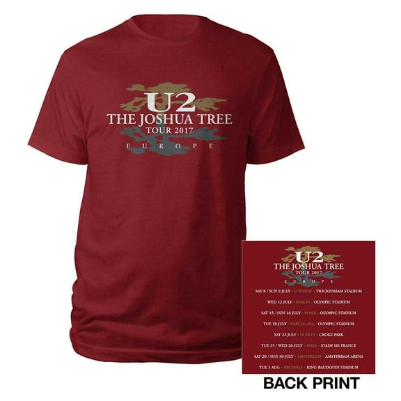 U2 Unisex T-Shirt: Joshua Tree 2017 (Back Print) (Ex-Tour) (Small)