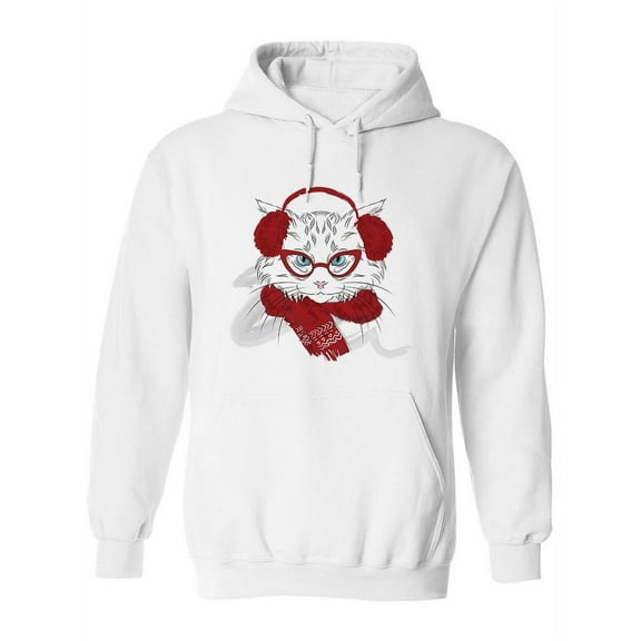 Cat In Winter Clothes Hoodie Women -Image by Shutterstock, Female Medium